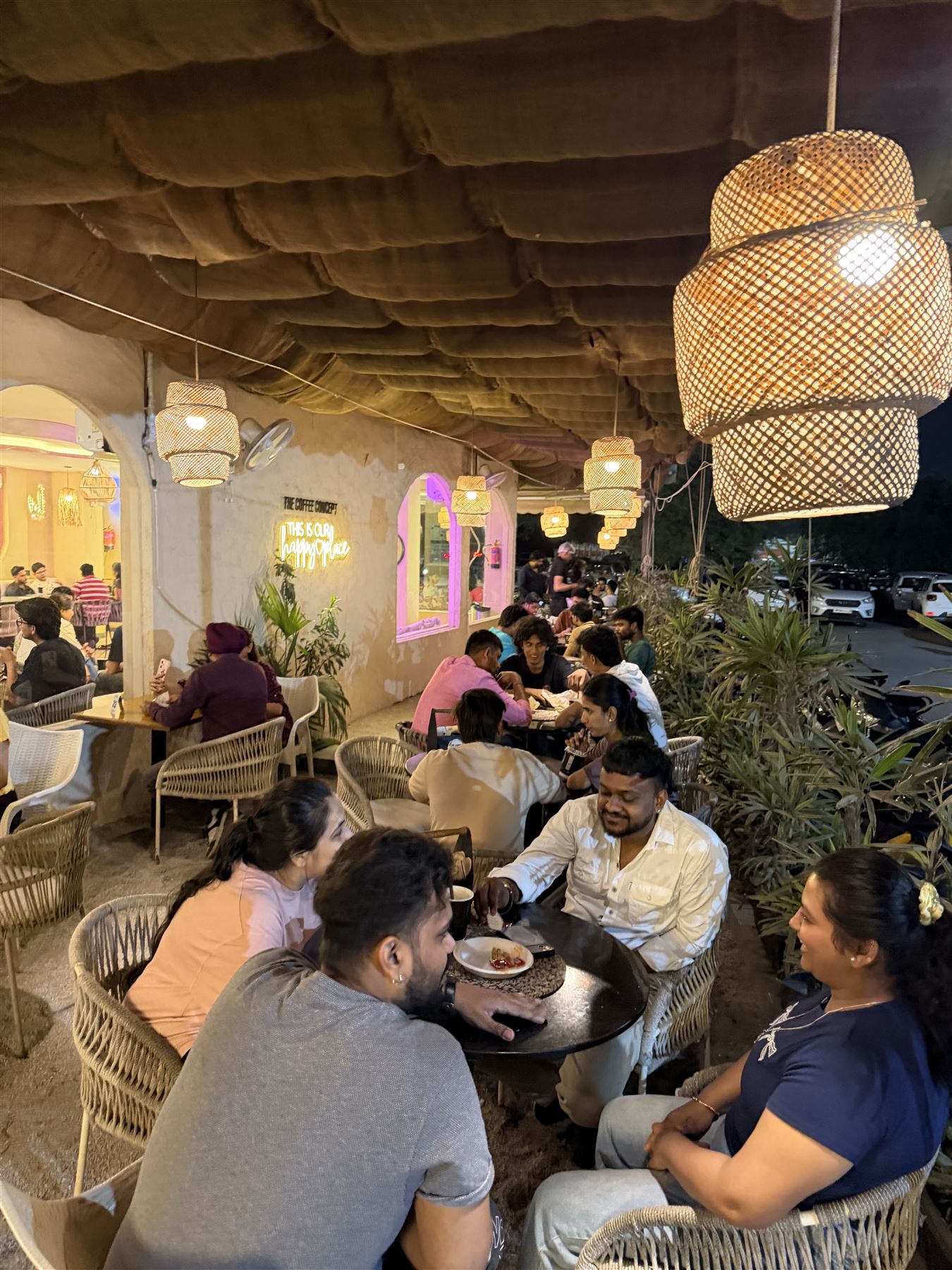 A packed TCC terrace late at night